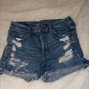 American Eagle Outfitters Women's Ripped Blue Jean Shorts